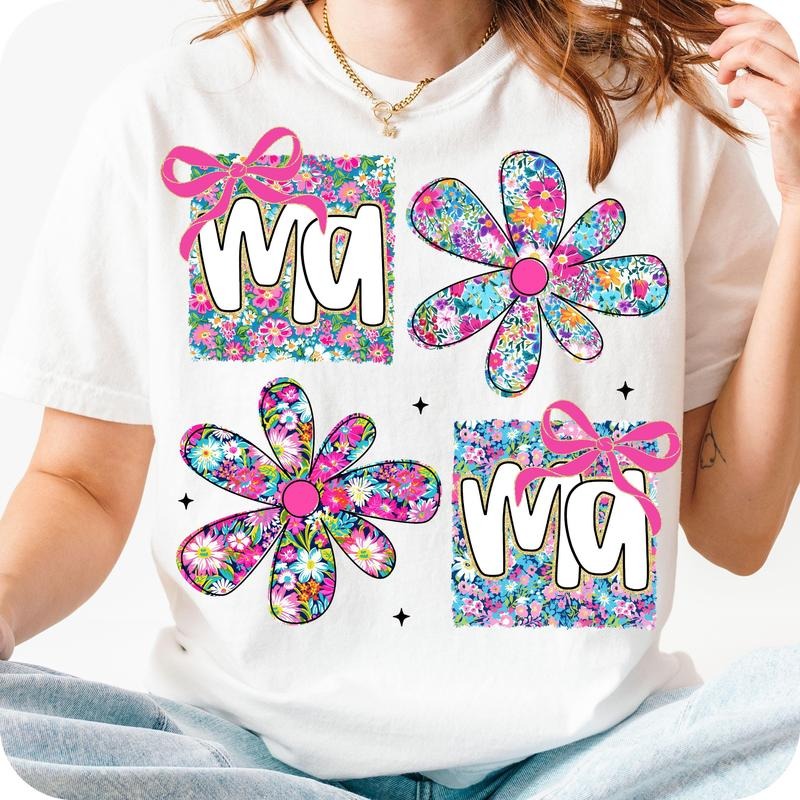Floral Mama Coquette Shirt, Preppy Mama Tshirt, Retro Mama Flower Tee, Mothers Day Gift For Mom, Unisex Short Sleeve Tee, Crewneck Top