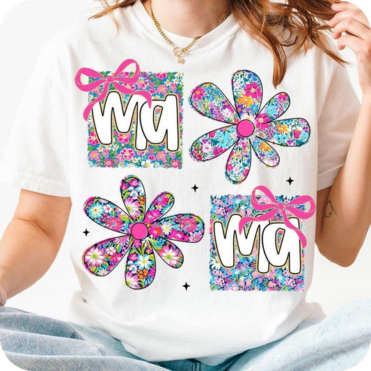 Floral Mama Coquette Shirt, Preppy Mama Tshirt, Retro Mama Flower Tee, Mothers Day Gift For Mom, Unisex Short Sleeve Tee, Crewneck Top