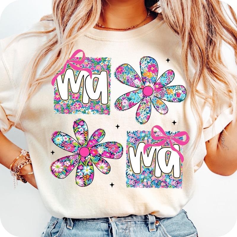 Floral Mama Coquette T-Shirt, Mama Flower T-Shirt, Preppy Mama T-Shirt, Mama Floral T-Shirt, Retro Mama Flower Shirt, Mama T-Shirt, Mothers Day T-Shirt