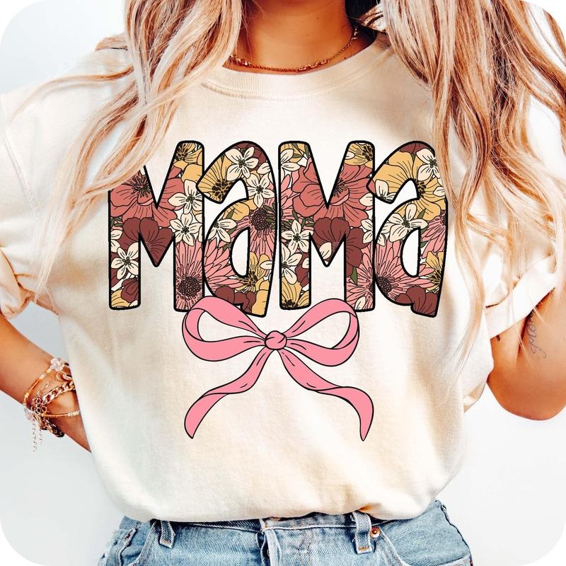 Floral Mama Coquette T-Shirt, Mama Flower T-Shirt, Retro Mama Flower T-Shirt, Mama Floral T-Shirt, Mama T-Shirt, Mothers Day T-Shirt