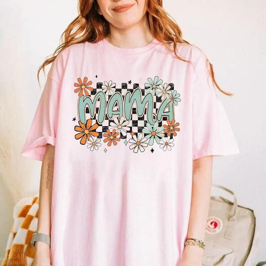 Floral Mama Shirt, Mama Flower Tee, Coquette Mama Bow Tshirt, Mothers Day Gift For Mom, First Time Mom Tee, Unisex Short Sleeve Tee, Classic Streetwear