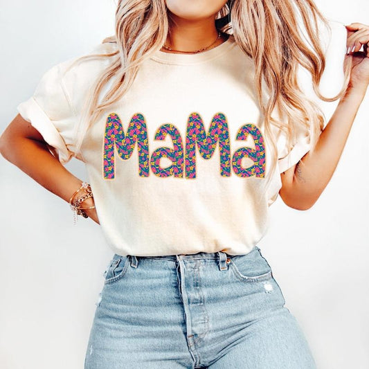 Floral Mama T-Shirt, Retro Mama T-Shirt, Preppy Mama T-Shirt, Mothers Day T-Shirt, Mama Varsity T-Shirt, Spring Floral T-Shirt, Gift for Mom, Mama T-Shirt