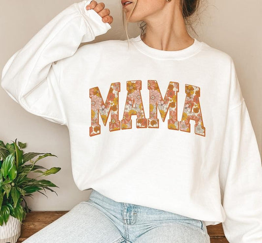 Floral Mama Varsity Sweatshirt, Spring Mama Sweatshirt, Mama sublimation Sweatshirt, Mom life, Retro Mama Sweatshirt, summer mama Sweatshirt, Trendy mama Sweatshirt, Gift For Mom