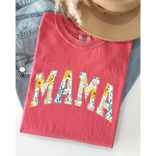 Floral Mama, Vintage Flowers, Gift for Mom, Summer, Botanical, Retro Floral Pattern Shirt, Women's Comfort Color Tee, Tshirt