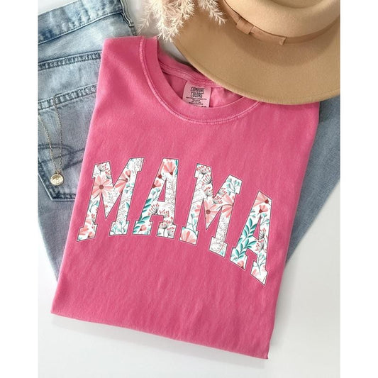 Floral Mama, Vintage Flowers, Gift for Mom, Summer, Botanical, Retro Floral Pattern, Pinks Shirt, Women's Comfort Color Tee, Tshirt