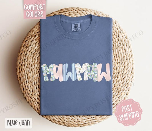 Floral Mawmaw Comfort Colors Shirt, Cute Spring Grandma Tshirt, Coquette Mawmaw Tee