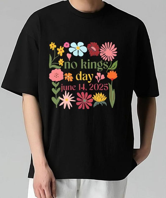 Floral No Kings Day June 14 T-Shirt Cotton Comfort Pair with Anything Vintage Tee for Fans Street Style Retro Vintage Graphic