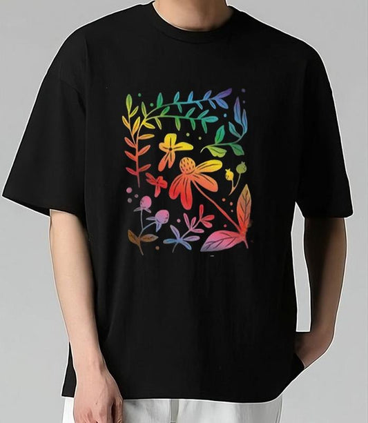 Floral Subtle Pride Rainbow T-Shirt Street Style Retro Graphic Tee Bold Style for Streetwear Lovers Vintage Tee for Fans