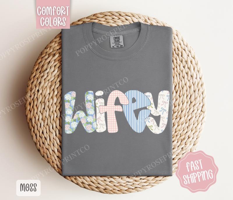 Floral Wifey Comfort Colors Shirt, Cute Spring Wife Tshirt, Trendy Coquette Tee