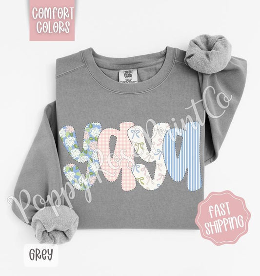 Floral Yaya Comfort Colors Sweatshirt, Cute Spring Grandma Sweater, Coquette Flower Crewneck, Mother's Day Gift