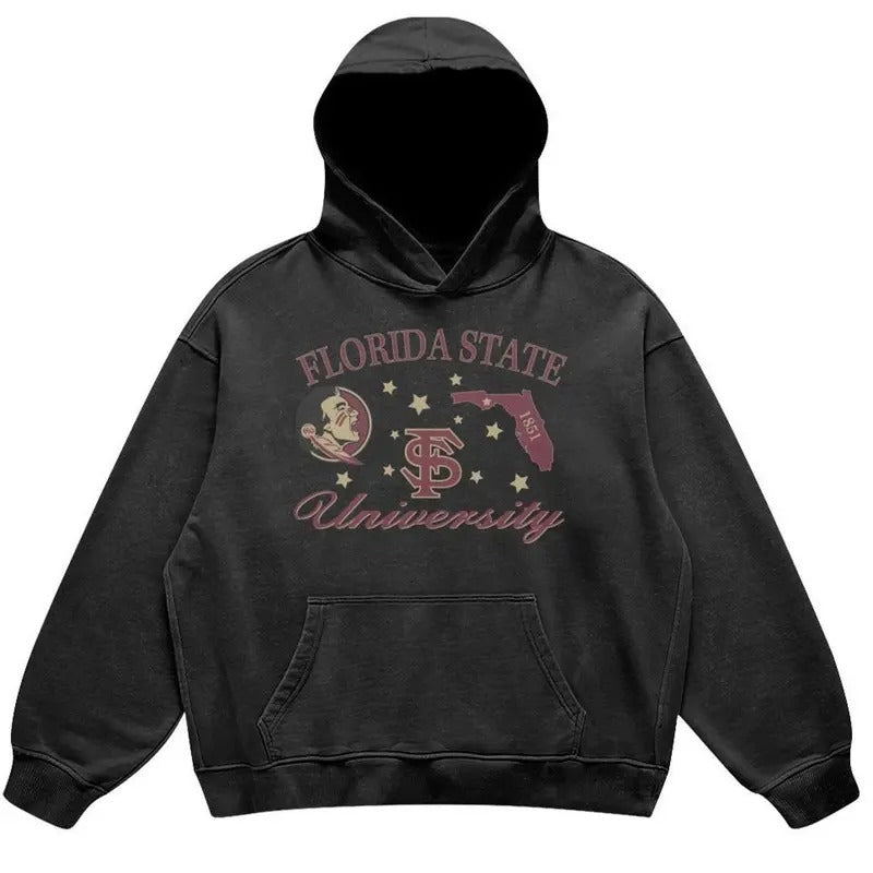 Florida State University Retro Style Hoodie Cotton Menswear