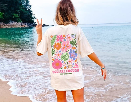 Flower Market Shirt, Comfort Colors Shirt, You Are Enough T-shirt, Graphic Tee, Flower Tee, Oversized Shirt, Aesthetic Tee Casual Comfortable