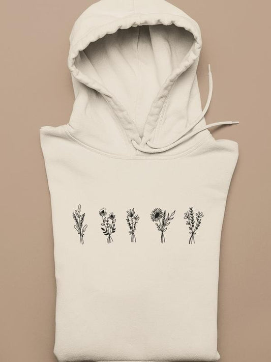 Flower Sweatshirt, Flower Hoodie, Women Hoodie, Sweatshirts Hoodies, Floral Gifts For Girlfriend Daughter And Women, Womenswear Sweaters, Casual Cotton Lady Pullover Tops For Comfort