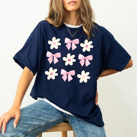 Flowers and Bows, Ribbons, Soft Girl, Coquette, Cute, Tshirt, Women's Comfort Color Tee, Tshirt