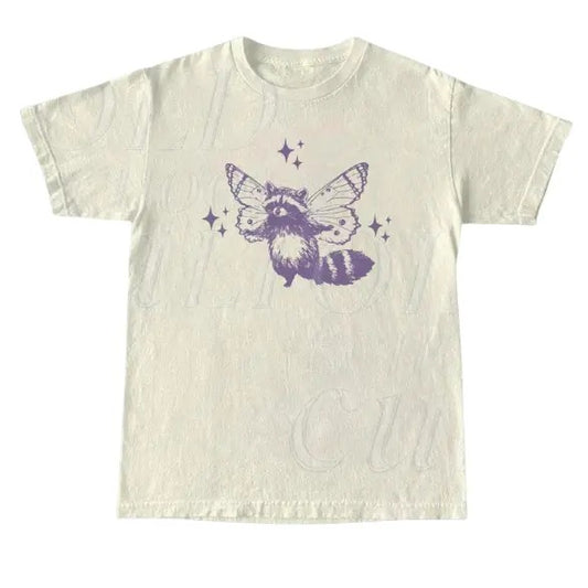 Flying Raccoon With Butterfly Wings Vintage T Shirt, Retro Racccoon In Space 90s Shirt, Cute Retro Funny Tee, Butterfly Shirt, Y2k Gift, Y2k, Unisex T-Shirt, Gift For Men Women Menswear Top Underwear Streetwear Tshirt