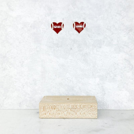 Football Heart Stud Earrings *Final Sale*