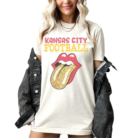 Football Lip T-Shirt Vintage Home Town Team Tees Throwback Rock Tshirt Miami Kansas City FOotball Tee Atlanta Tee San Francisco Football ShirtT-Shirt Baltimore Detriot Tshirt Kansas City Tee Philadelphia Dallas T-Shirt Casual Top Womenswear Accessories