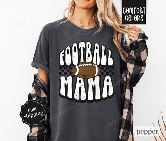 Football Mama Shirt Comfort Colors, Retro Gameday Tshirt, Womens Football Tee, Womenswear Oversized Crewneck