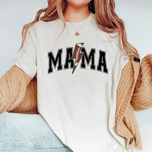 Football Mama Shirt, Sporty Mama T-shirt, Football Lover Mama Graphic Printed Tee, Mommy Comfort Shirts, Soft Fabric Shirt For Mom, Mother's Day Gifts, Women's Tops, Womenswear, Cotton Fabric Relaxed Fit Chic Style, gift for friends