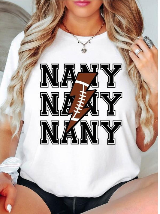 Football Nanny T-Shirt, Football Grandma Shirt, Game Day Nanny Tee, Proud Football Nany Tee, Football Lover Shirt, Sports Nanny Short Sleeve.