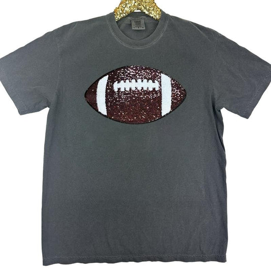 Football Sequin Patch Comfort Colors T-Shirt