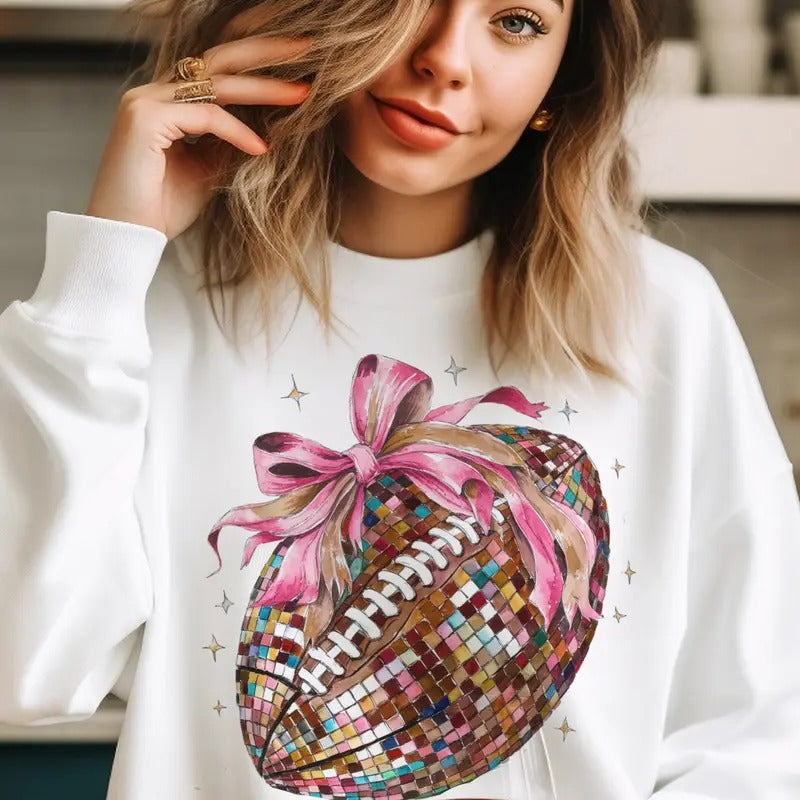Football Sweatshirt Disco Football Pullover Coquette Disco Football Sweatshirt Coquette Game Day Tops Disco Womens Sweatshirt Girly Football Hoodie