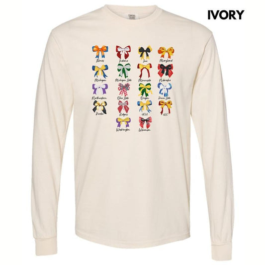 Football Team Bows Long Sleeve Comfort Colors T-Shirt 'NLB'