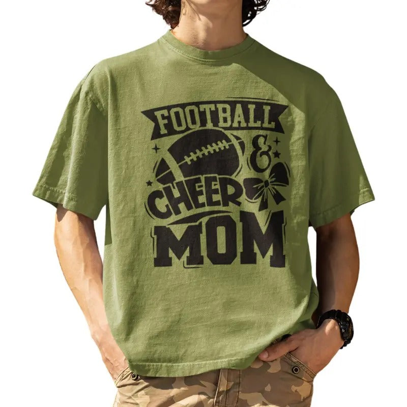 Football and Cheer Mom, Funny Sports Graphic T-Shirt