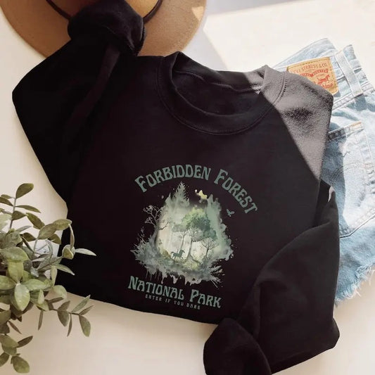 Forbidden Forest National Park Sweatshirt, Bookish Shirt, National Park Wizard Shirt, Forbidden Forest Wizard Crewneck Menswear