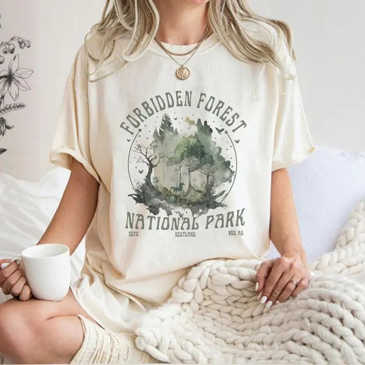 Forbidden Forest Wizard Comfort Colors Shirt, National Park Wizard Shirt, HP Inspired Wizarding World T-Shirt, Bookish Shirt,Family Vacation Cotton Shortsleeve T-Shirt