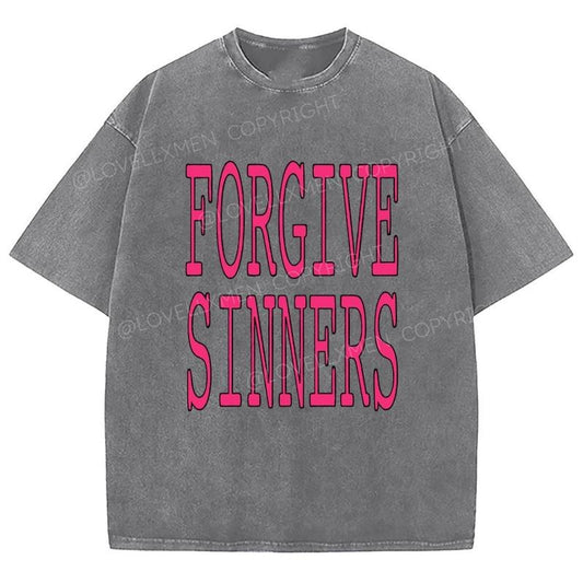 Forgive Sinners Unixes Washed T-Shirt, Christian Jesus  t shirts, Vintage 90s Graphic Tee Gift Cotton Top, Mineral color