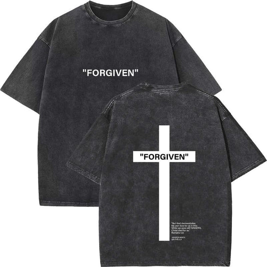 Forgiven Unisex Washed T-Shirt, Christian Tshirts, Vintage 90s Graphic Tee, Gift Top Womenswear Cotton Miniral Color