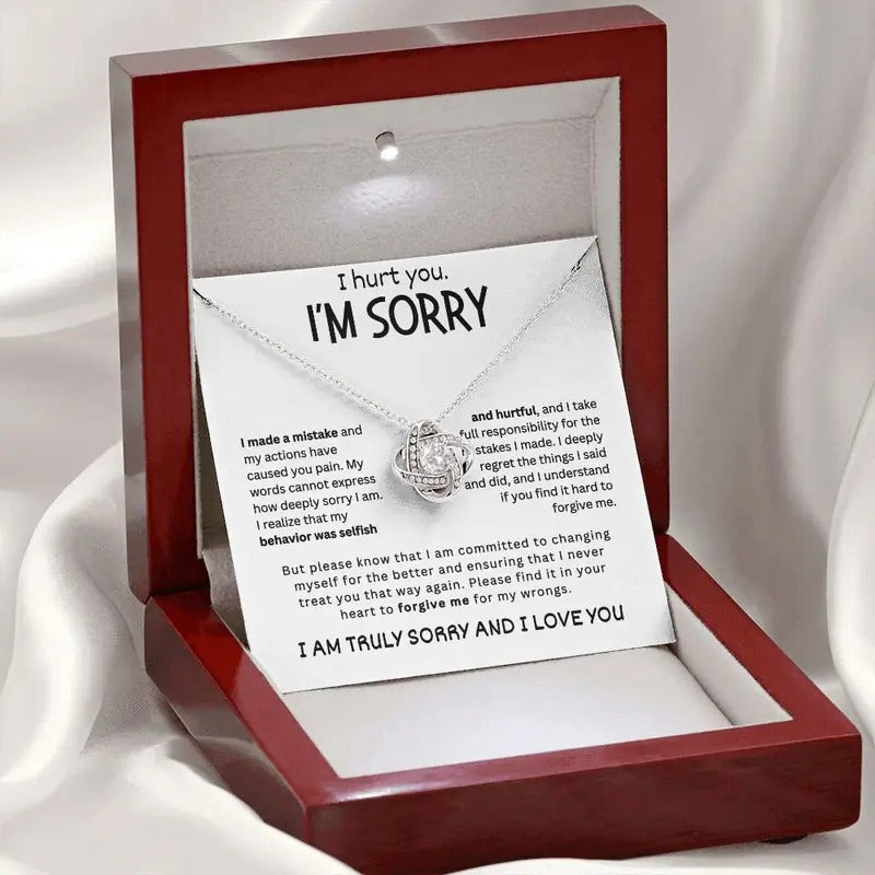 Forgiveness Necklace with Message Card - Sincere Apology Gift for Girlfriend, 'I'm Sorry' Love Necklace, Special Gift for Her with Gift Box, Perfect for Valentine's Day and Reconciliation