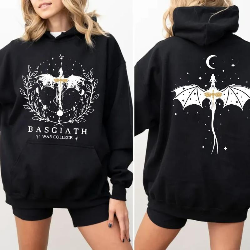 Fourth Wing Double Sided Sweater, Basgiath War College Sweatshirt, Dragon Rider, Rebecca Yoros, Violet Sorrengail, The Empyrean Series Pullover Tee