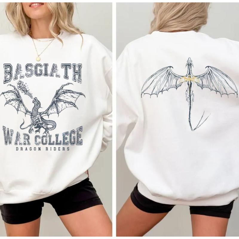 Fourth Wing Double Sided T Shirt, Bookish Sweater, Basgiath War College Shirts, Fourth Wing Shirt, Dragon Rider, Unisex Sweater Pullover Tee