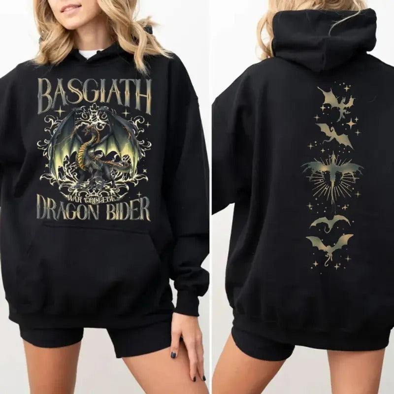 Fourth Wing Dragon Double Sided Shirt, Basgiath War College Shirts, Dragon Rider, Fantasy Reader Gift, Xaden Riorson, Unisex Sweater Pullover Tee