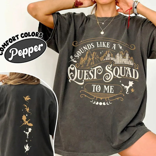 Fourth Wing Quest Squad Comfort Colors Shirt, Ridoc Dragon Rider T Shirt, Onyx Storm Riorson House Tee, Gift For Book Lover  Womenswear