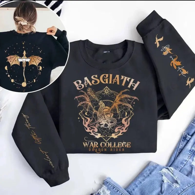 Fourth Wing Sweatshirt, Basgiath War College, Dragon Rider, Xaden Riorson, Violet Sorrengail, Riders Quadrant- Unisex Fabric - Pullover