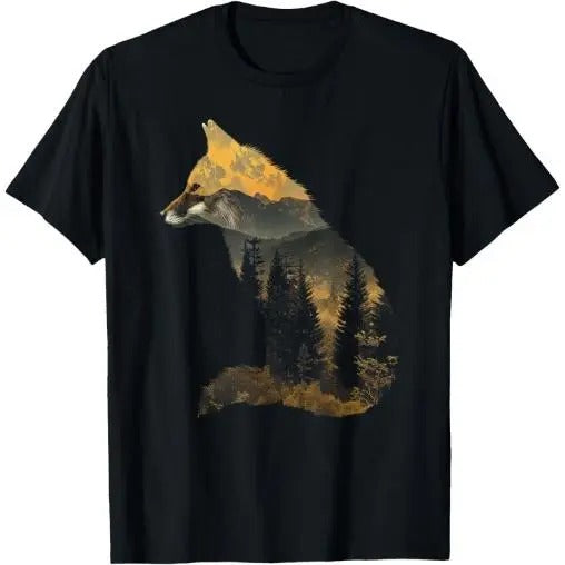 Fox Forest Nature Lover Mountains Hiking Camping Bushcraft T-Shirt Made in USA