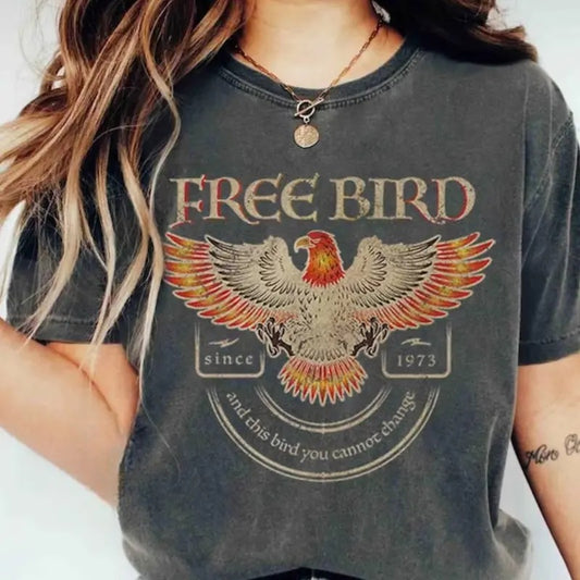 Free Bird Shirt, Old School Band T-shirt, Retro Music Shirt, Rock Band Tee, Oversized Trendy Shirts