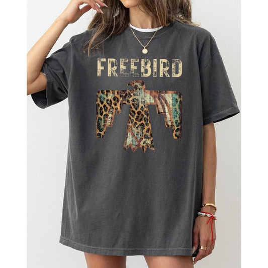 Free Bird, Western Thunderbird, Leopard Print, Concert Tee, Country, Rock Music Tshirt Comfort Colors T-Shirt