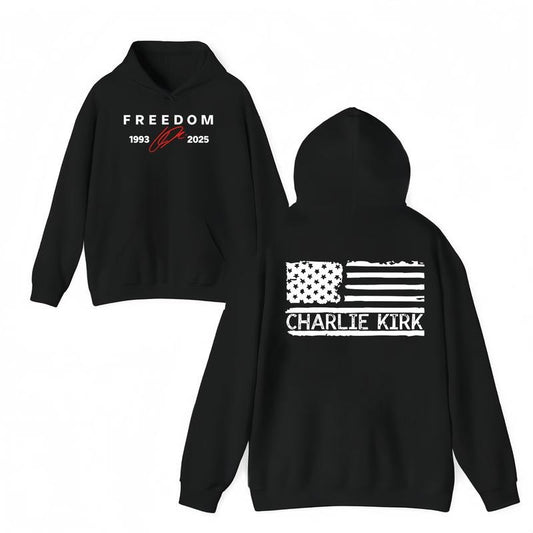 FreeDom Charlie Kirk Hoodie A True Patriot Graphic Pullover for Men & Women Long Sleeve USA Flag Shirt 1993-2025 Freedom Memorial Top