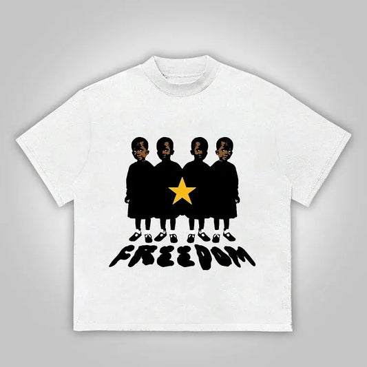 Freedom Vintage Graphic Print Cotton T-Shirt