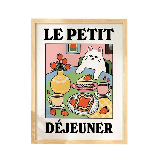 French Cafe Cat Print, Retro Drink Poster, Bistro Coffee Cake Posters, Kitchen Wall Art Decor, Gifts For Her Women Wall Art Decor, Poster Prints No Frame, Home Decoration, Wall Posters, Gifts For Birthday