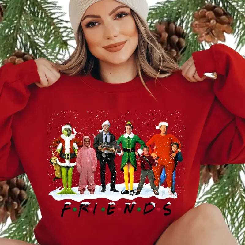 Friends Movie Christmas Sweater, Friends Christmas Crewneck Sweatshirt, Classic Christmas Movies Tee Shirt, Friends Xmas T-Shirt, Gift For Christmas