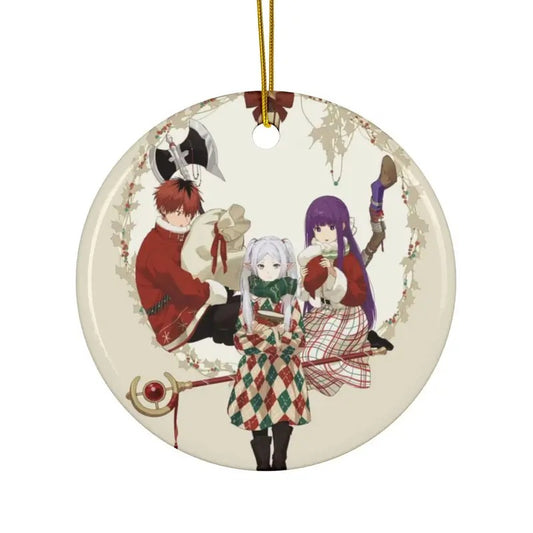 Frieren Elf Fern Stark Kawaii Chibi Anime Manga Xmas Christmas Ornament, Anime Fan Gift