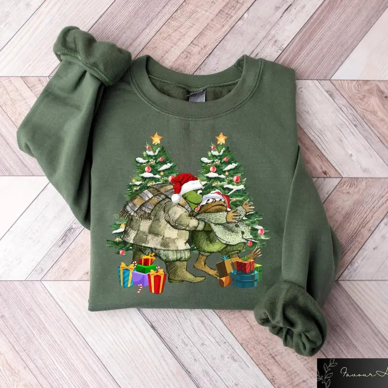 Frog And Toad Sweatshirt, Christmas Snowman Sweatshirt, Retro Christmas Classic Book Lover Shirt, Funny Xmas Gift, Christmas Holiday Sweater