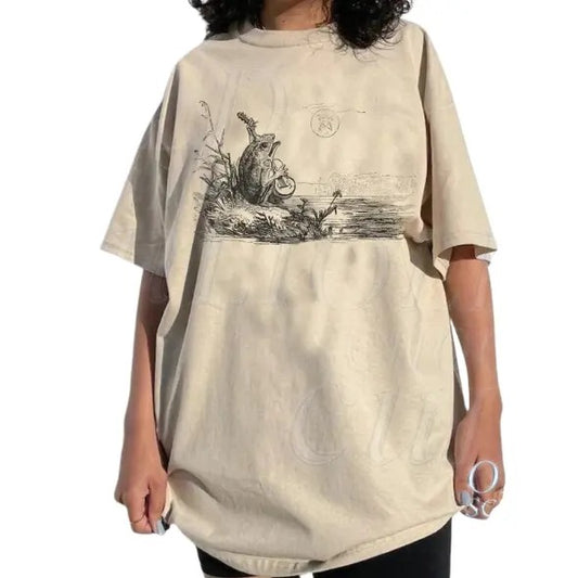 Frog Guitar 90s Retro Shirt, Vintage Frog 2000s Graphic T-Shirt, Cute Funny Toad Tee, Frog Lovers Unisex Cotton Tee, Y2k, Unisex T-Shirt, Gift For Men Women