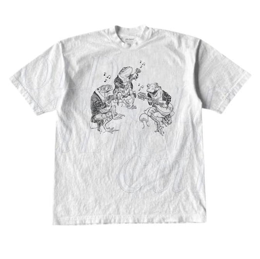 Frog Musicians 90s Retro Shirt, Vintage Frog Graphic T-Shirt, Cute Funny Frog Tee, Unisex Beige Shirt, Toad Shirt, Frog Lovers Cotton Tee Menswear Top