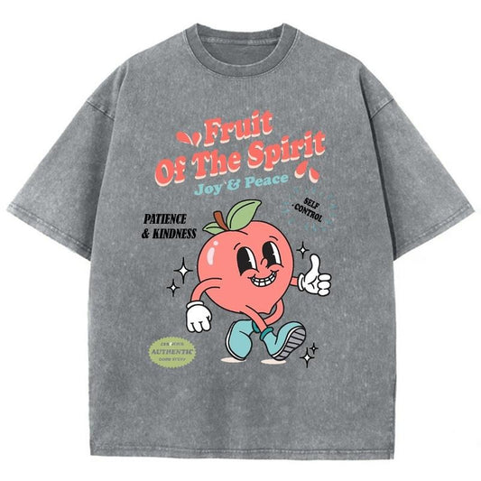 Fruit Of The Spirit Unisex Washed T-Shirt, Christian Jesus  t shirts, Vintage 90s Graphic Tee Gift Cotton Top, Mineral color